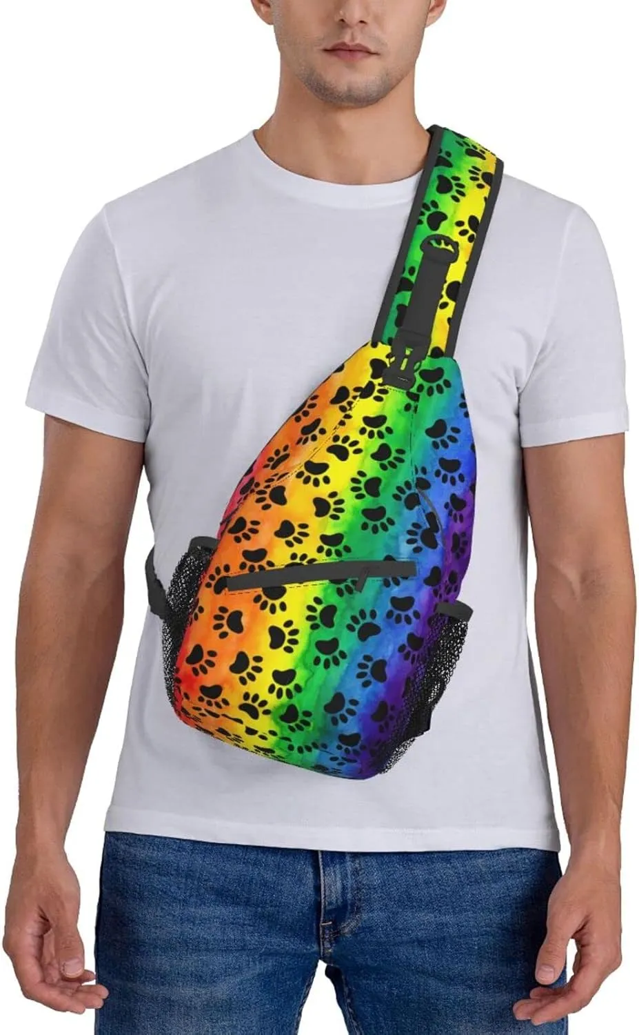 Rainbow LGBT Sling Backpack Multipurpose Chest Bag Hiking Travel Daypack Crossbody Shoulder Bag Outdoor Unisex