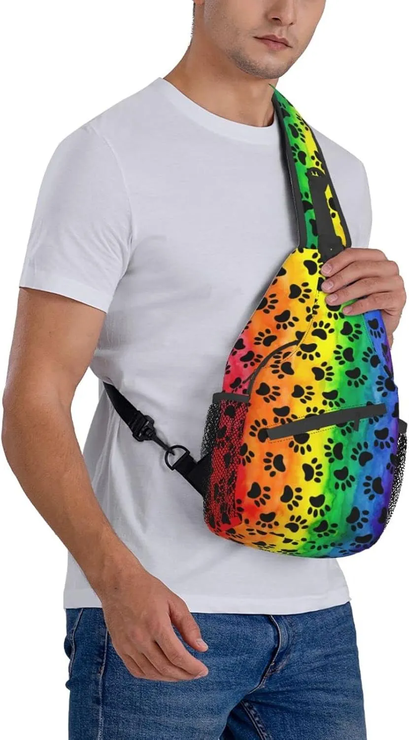 Rainbow LGBT Sling Backpack Multipurpose Chest Bag Hiking Travel Daypack Crossbody Shoulder Bag Outdoor Unisex