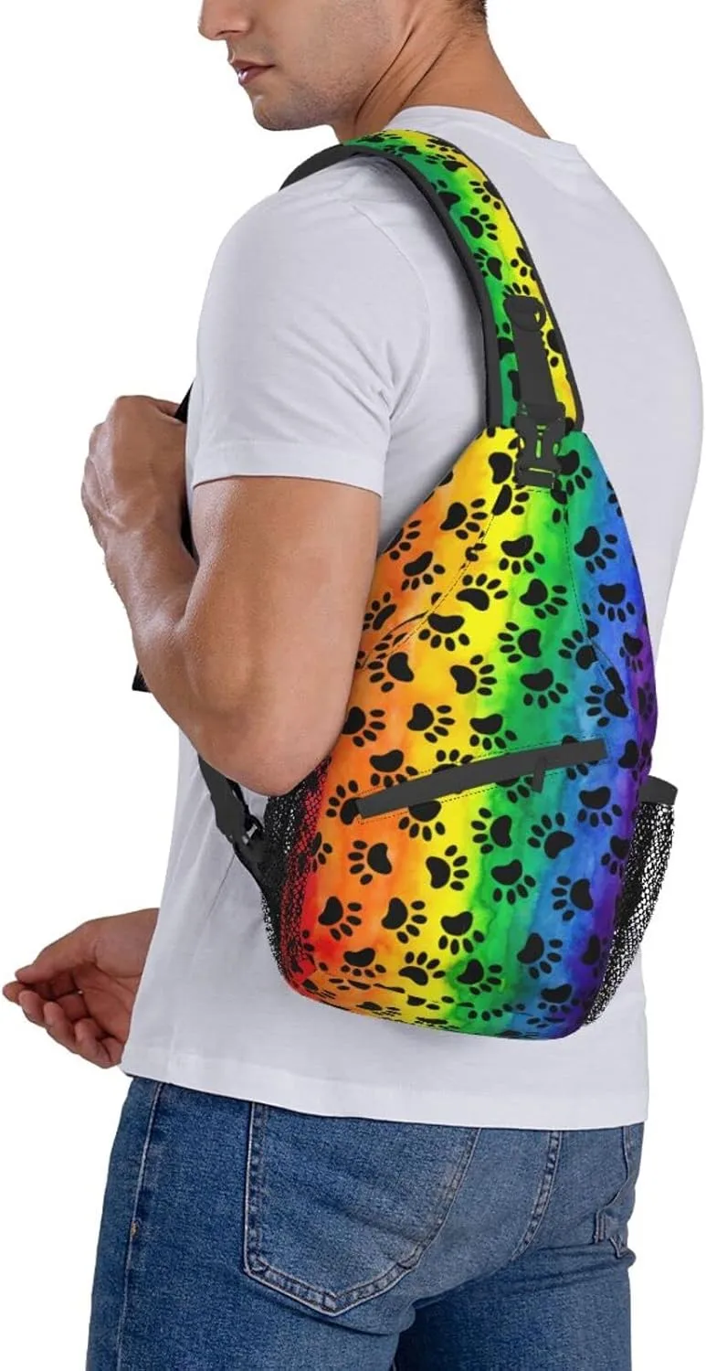Rainbow LGBT Sling Backpack Multipurpose Chest Bag Hiking Travel Daypack Crossbody Shoulder Bag Outdoor Unisex