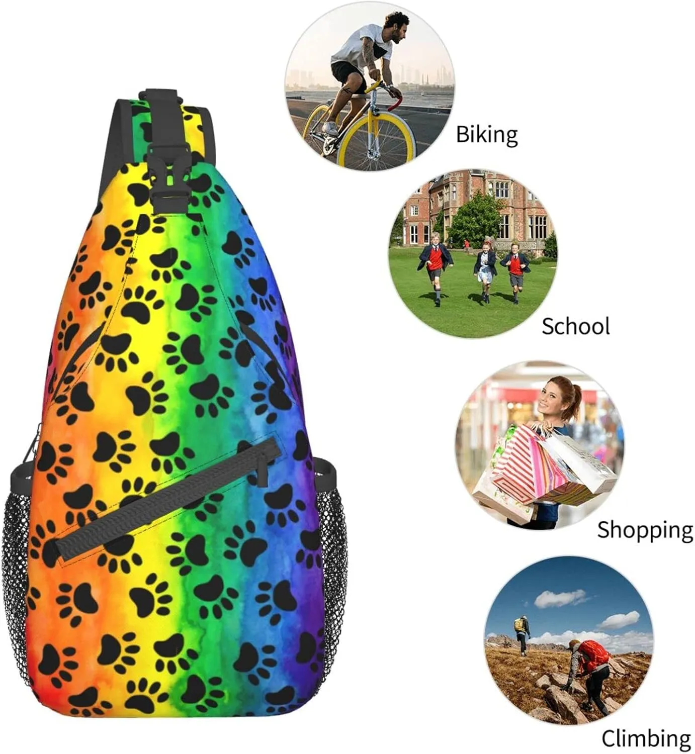 Rainbow LGBT Sling Backpack Multipurpose Chest Bag Hiking Travel Daypack Crossbody Shoulder Bag Outdoor Unisex