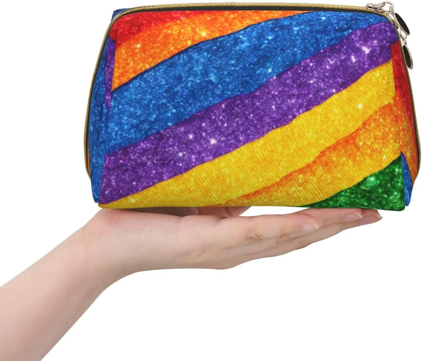 Rainbow Stripes Toiletry Pouch, Travel-Friendly Makeup Organizer For Makeup Brushes, Lipsticks