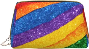 Rainbow Stripes Toiletry Pouch, Travel-Friendly Makeup Organizer For Makeup Brushes, Lipsticks