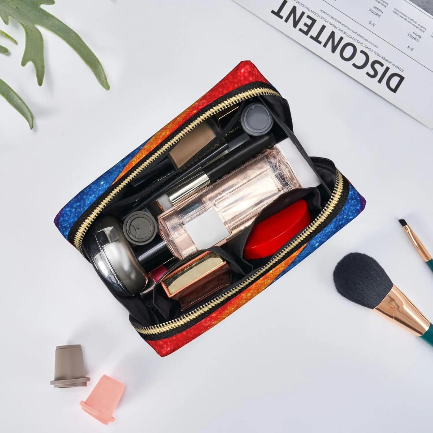 Rainbow Stripes Toiletry Pouch, Travel-Friendly Makeup Organizer For Makeup Brushes, Lipsticks