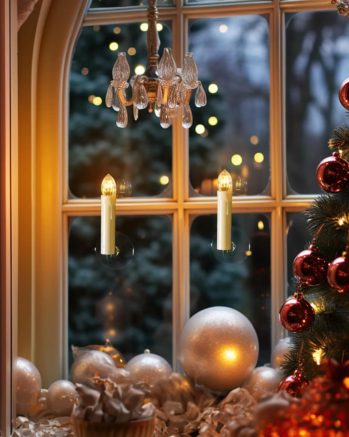 Raycare 10PCS LED Flameless Window Candles with Remote Timer, Flameless Taper Candles Light Battery Operated, Flickering Warm White Light with Clips/Suction Cups for Christmas Halloween