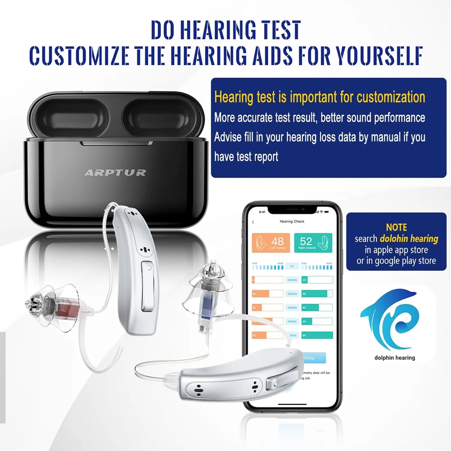 Rechargeable Bluetooth Hearing Aids for Seniors - APP Controlled, Noise Cancelling, Wireless Music Streaming, Hands-Free Phone Calls, OTC Hearing Devices (Silver White Clip)