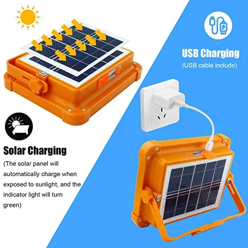 Rechargeable Solar Camping Light w/ Stand,Cordless 100W 12000mAh Battery Emergency Light