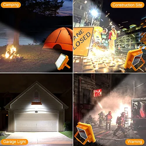 Rechargeable Solar Camping Light w/ Stand,Cordless 100W 12000mAh Battery Emergency Light
