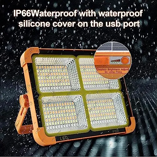Rechargeable Solar Camping Light w/ Stand,Cordless 100W 12000mAh Battery Emergency Light