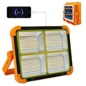 Rechargeable Solar Camping Light w/ Stand,Cordless 100W 12000mAh Battery Emergency Light