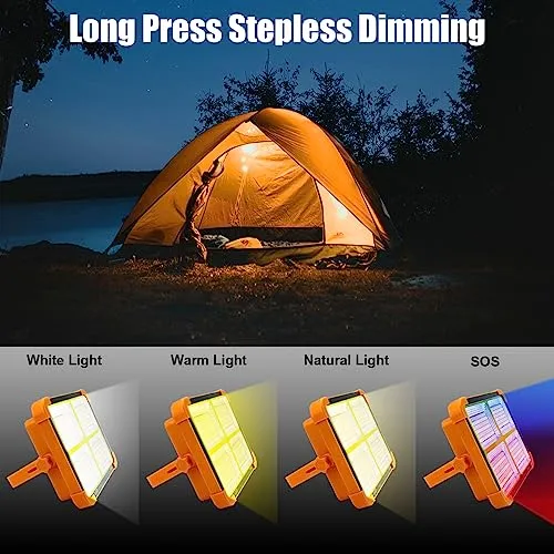 Rechargeable Solar Camping Light w/ Stand,Cordless 100W 12000mAh Battery Emergency Light