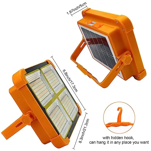 Rechargeable Solar Camping Light w/ Stand,Cordless 100W 12000mAh Battery Emergency Light