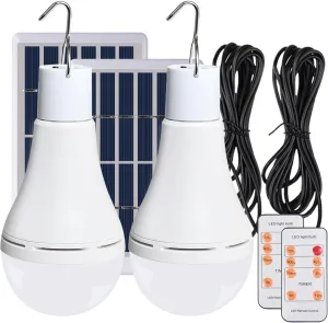 Rechargeable Solar Light Bulbs for Outdoor Lanterns,Hanging Lights, Chicken Coop Light with Timer, Emergency Power Outage Camping Lamps for Tent, LED Solar Lights for Shed Night