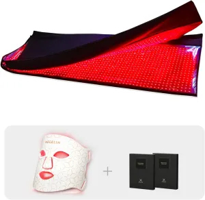 Red Infrared Light Therapy Mat for Whole Body and Led Light Therapy Facial Mask and 2*Facial Mask,70inch*32inch*12inch,2560 LEDs for Full Body Red Light Therapy Mat at Home