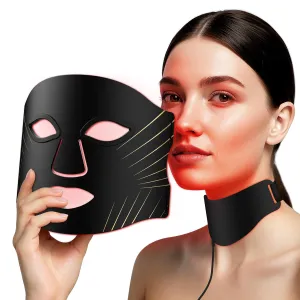 Red Light Therapy Mask Set, 7 Colors Light Therapy for Face and Neck,Soft Silicone Red Light Mask with Remote Control, SPA Beauty Salon Home and Travel