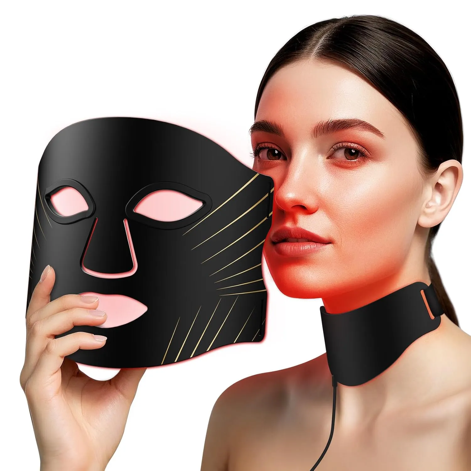 Red Light Therapy Mask Set, 7 Colors Light Therapy for Face and Neck,Soft Silicone Red Light Mask with Remote Control, SPA Beauty Salon Home and Travel