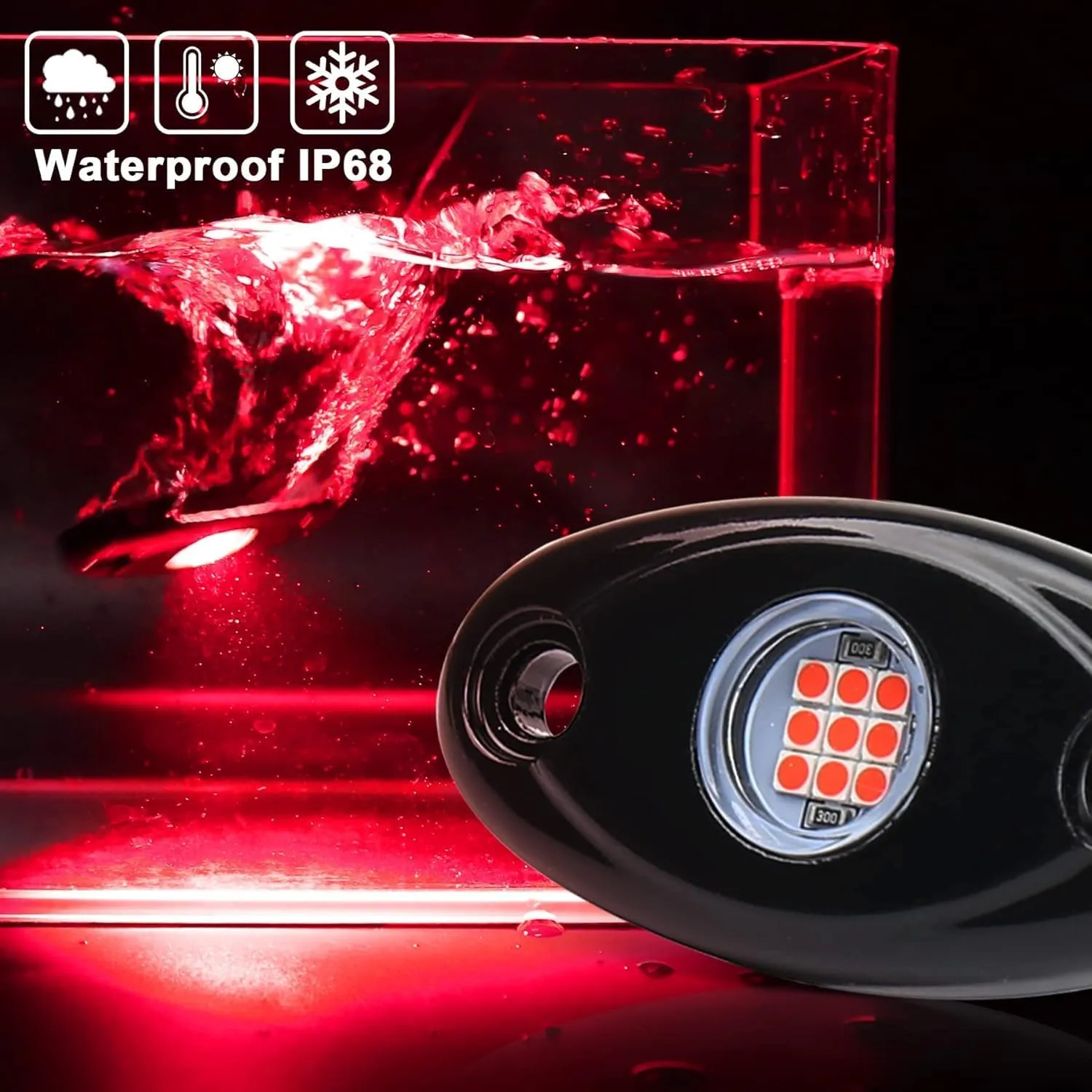 Red Rock Light 12pods 6000k Pure Red Led Rocks Lights Kit Ip68 Waterproof 47inch Extension Wires for ATV Rv Utv SUV Offroad Pickup Trucks Golf Boat Cars Trailers Fender Underglow Lighting (Red)