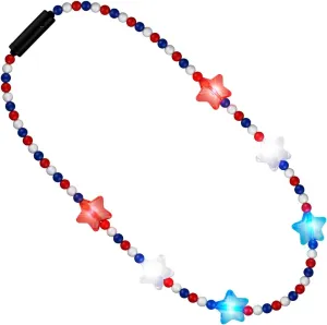 Red White & Blue Stars Light Up Necklace