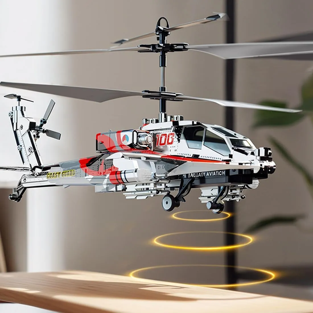 Remote Control Military Flying Helicopter Toy, XK1 3.5CH Altitude Hold Helicopter with Gyro & LED Light, RC Helicopters for Adults Beginner - Platinum/4 Battery