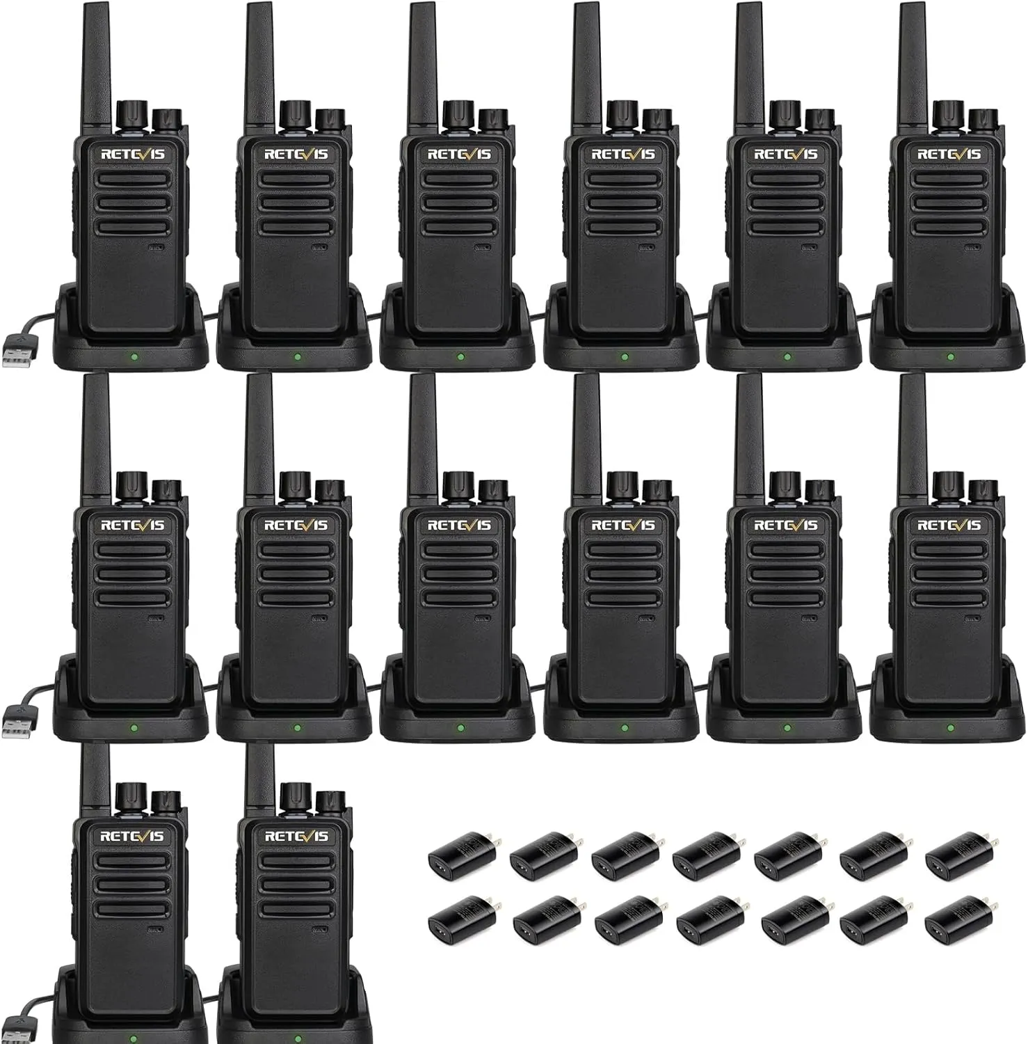 Retevis RT68 Two Way Radio Long Range 10 Pack Bundle with RT68 Walkie Talkies for Adults 4 Pack,Compact, Rugged, Heavy Duty 2 Way Radios Rechargeable with USB Charging Base