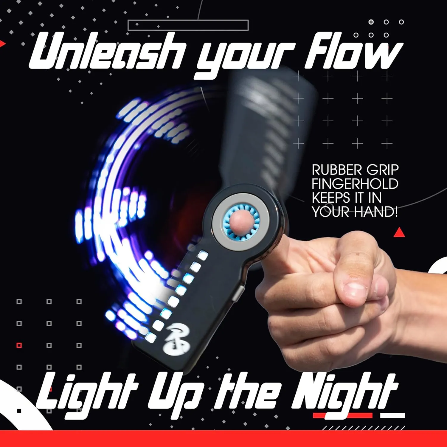 RingSlingr Lightning Blue Fidget Spinner Toy, Durable, Portable LED Fidget Toy for Young Adults and Kids, Light Up Spinner Toy