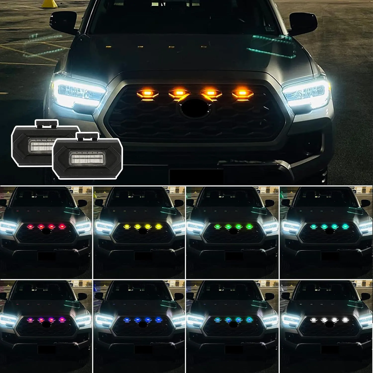ROCCS Fit for Toyota Tacoma Grill Lights 2020 2021 2022 2023 Off Road & Sport OEM RGB Tacoma Raptor Grill Light with Instruction, APP/Remote Control 20 Custom Colors