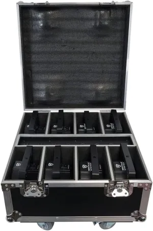 Rockville Battery PAR 61 Pack Black, 8 Pack Rechargeable RGBWA UV Wash Lights with Charging Flight Case, Includes Remote, 15 Hours Battery Life, Perfect for Events, Parties & DJ Gigs