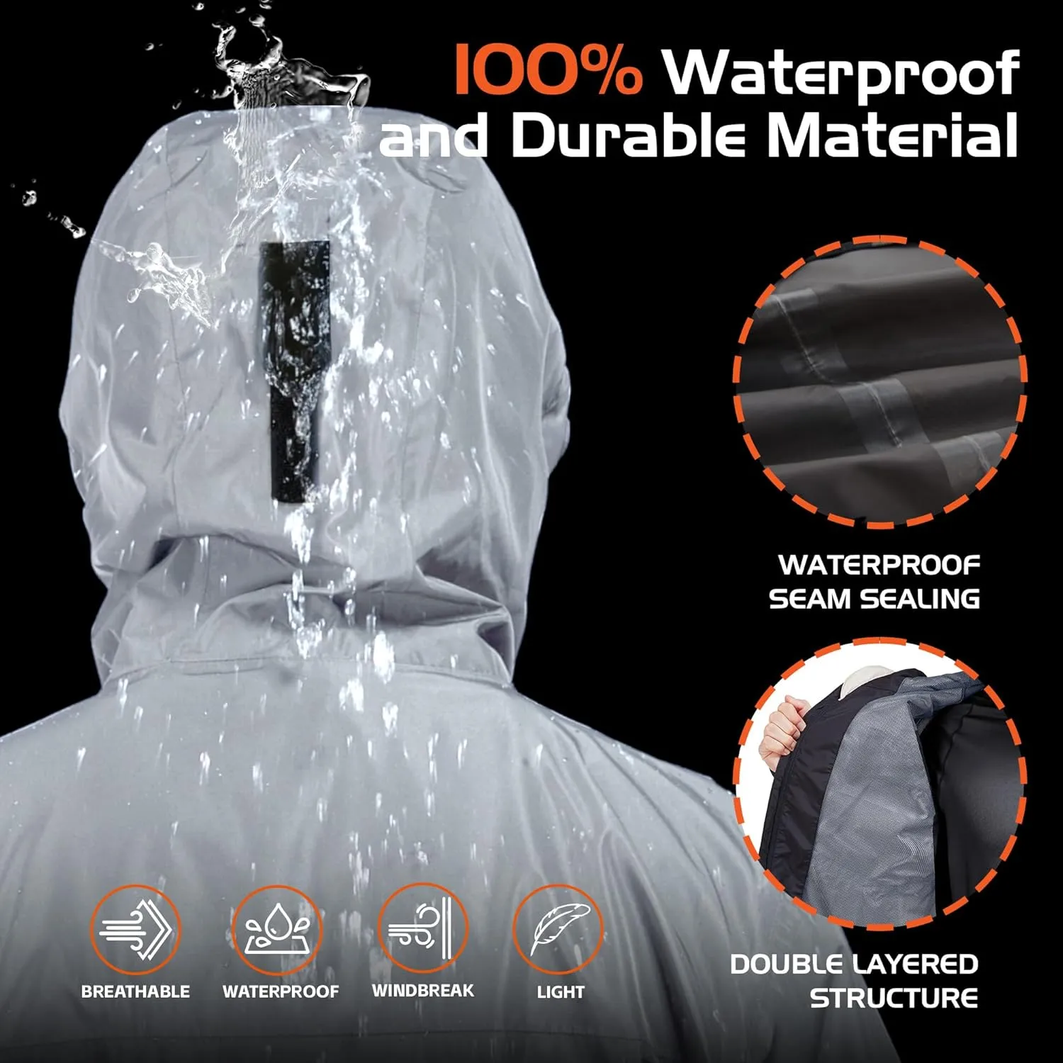 Rodeel Waterproof Fishing Rain Coat and Pant Suit for Men Outdoor Hiking (Rain Gear Jacket & Trouser Suit)