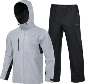 Rodeel Waterproof Fishing Rain Coat and Pant Suit for Men Outdoor Hiking (Rain Gear Jacket & Trouser Suit)