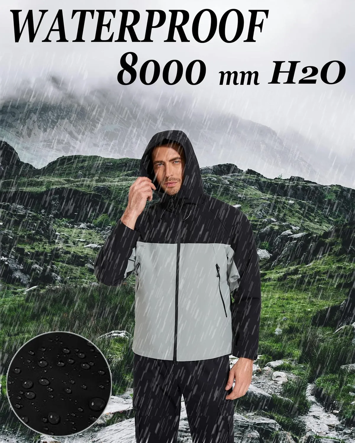 romansong Mens Rain Jackets with Hood Unisex Waterproof Shell Jacket Lightweight Raincoat for Cycling Golf Hiking Outdoors