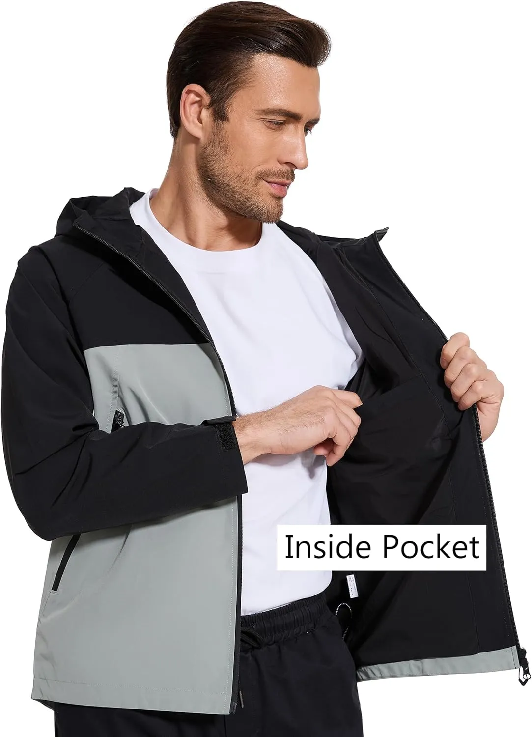 romansong Mens Rain Jackets with Hood Unisex Waterproof Shell Jacket Lightweight Raincoat for Cycling Golf Hiking Outdoors