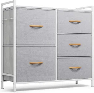 ROMOON Dresser for Bedroom, Storage and Organizers for Closet with 5 Drawers, Small Fabric Dresser and Chests of Drawers for Kids Bedroom, Nursery, Living Room, Hallway (Grey)