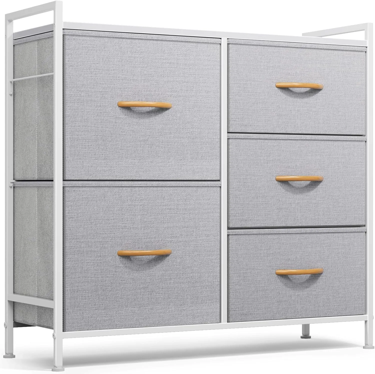 ROMOON Dresser for Bedroom, Storage and Organizers for Closet with 5 Drawers, Small Fabric Dresser and Chests of Drawers for Kids Bedroom, Nursery, Living Room, Hallway (Grey)