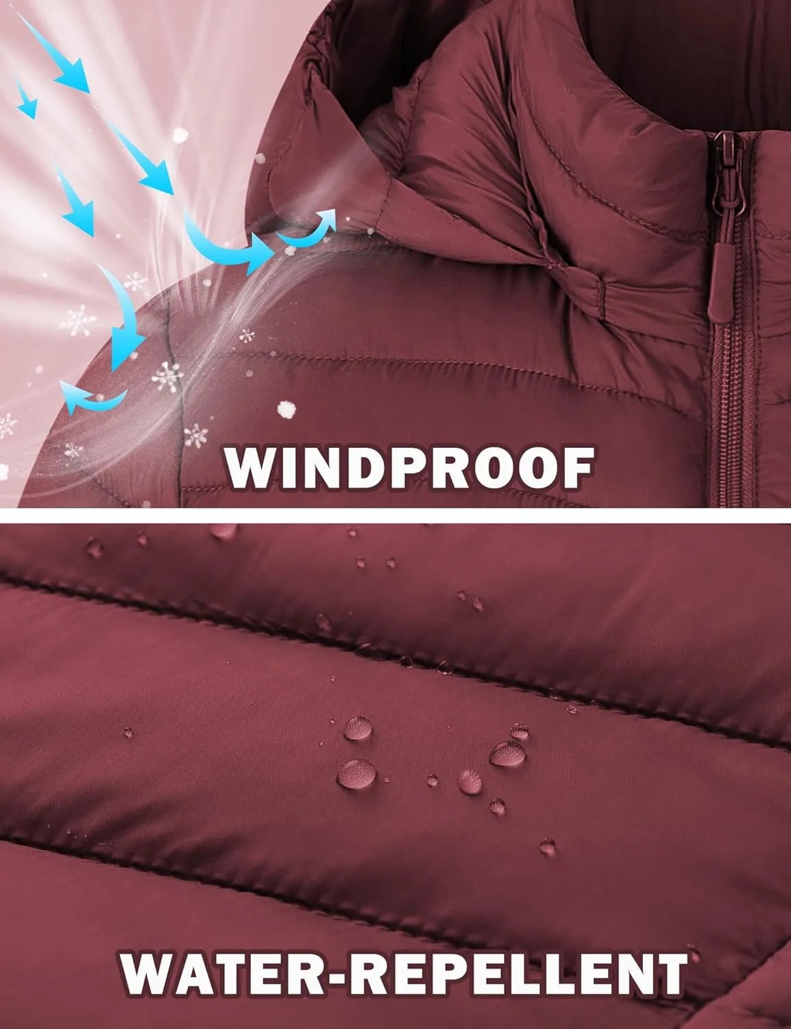 ROYAL MATRIX Women's Packable Puffer Jacket - Lightweight Winter Warm Long Quilted Puffer Coat with Detachable Hood
