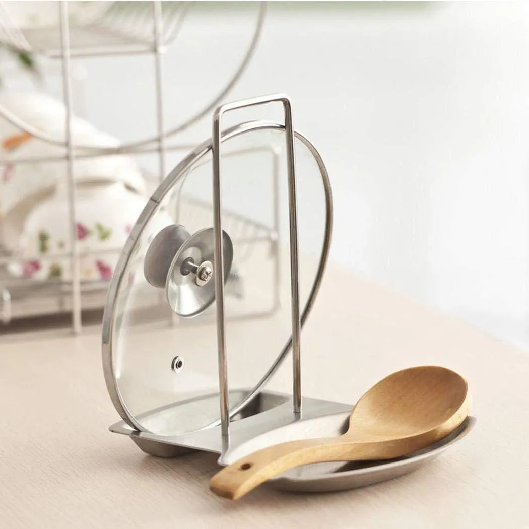 Ruior Kitchen Stainless Steel Pot Cover Rack Holder with Water Tray Multifunction Rack Pot Lid Holders