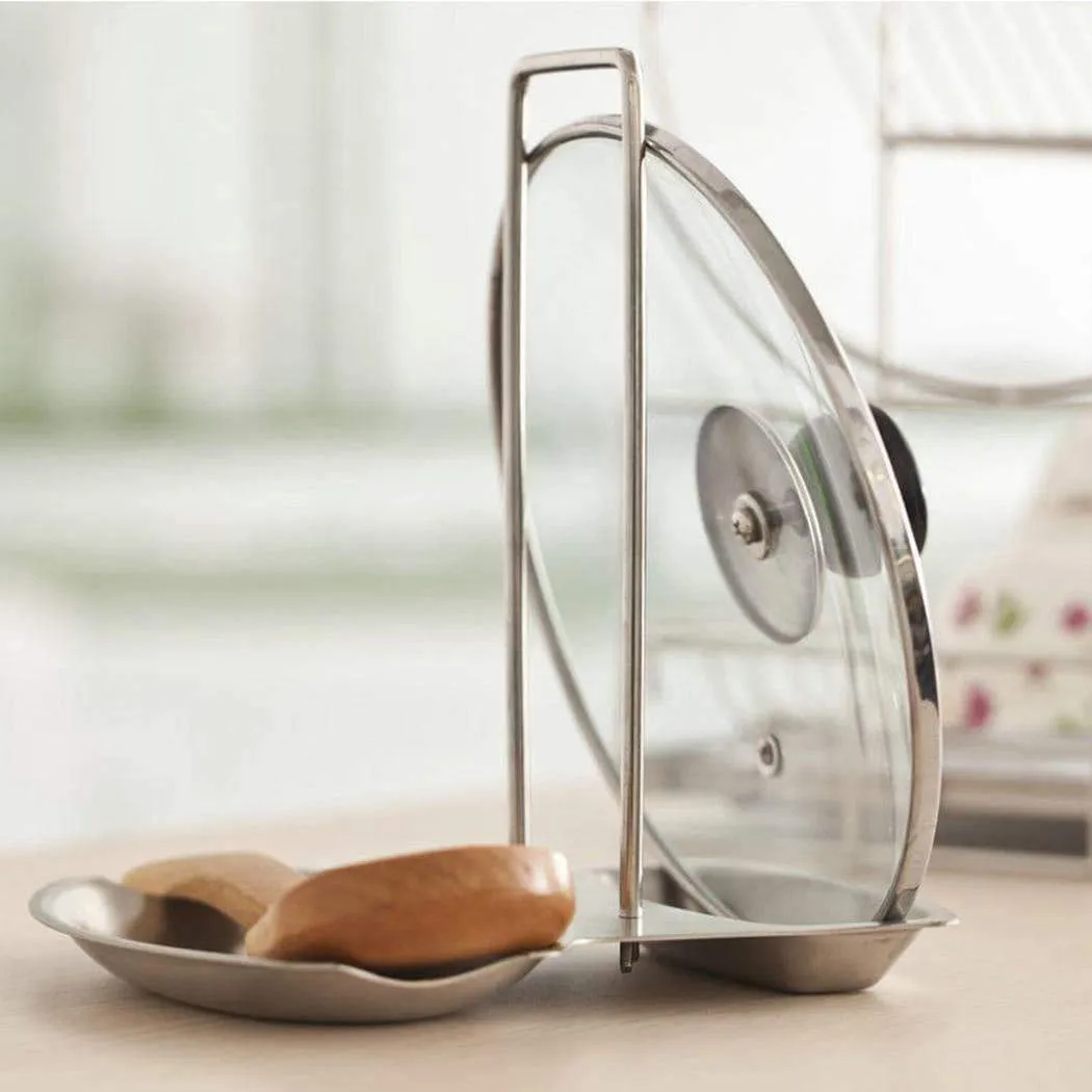 Ruior Kitchen Stainless Steel Pot Cover Rack Holder with Water Tray Multifunction Rack Pot Lid Holders