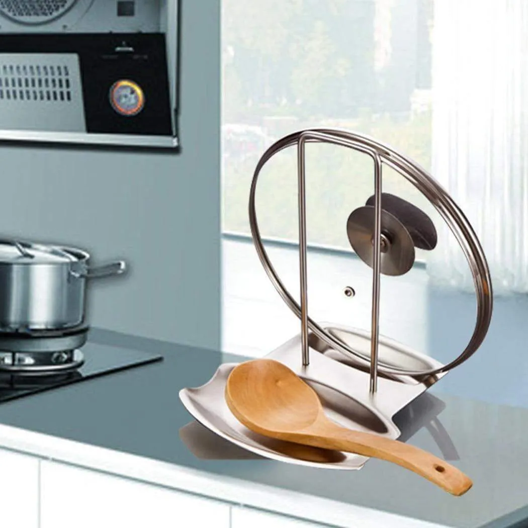 Ruior Kitchen Stainless Steel Pot Cover Rack Holder with Water Tray Multifunction Rack Pot Lid Holders