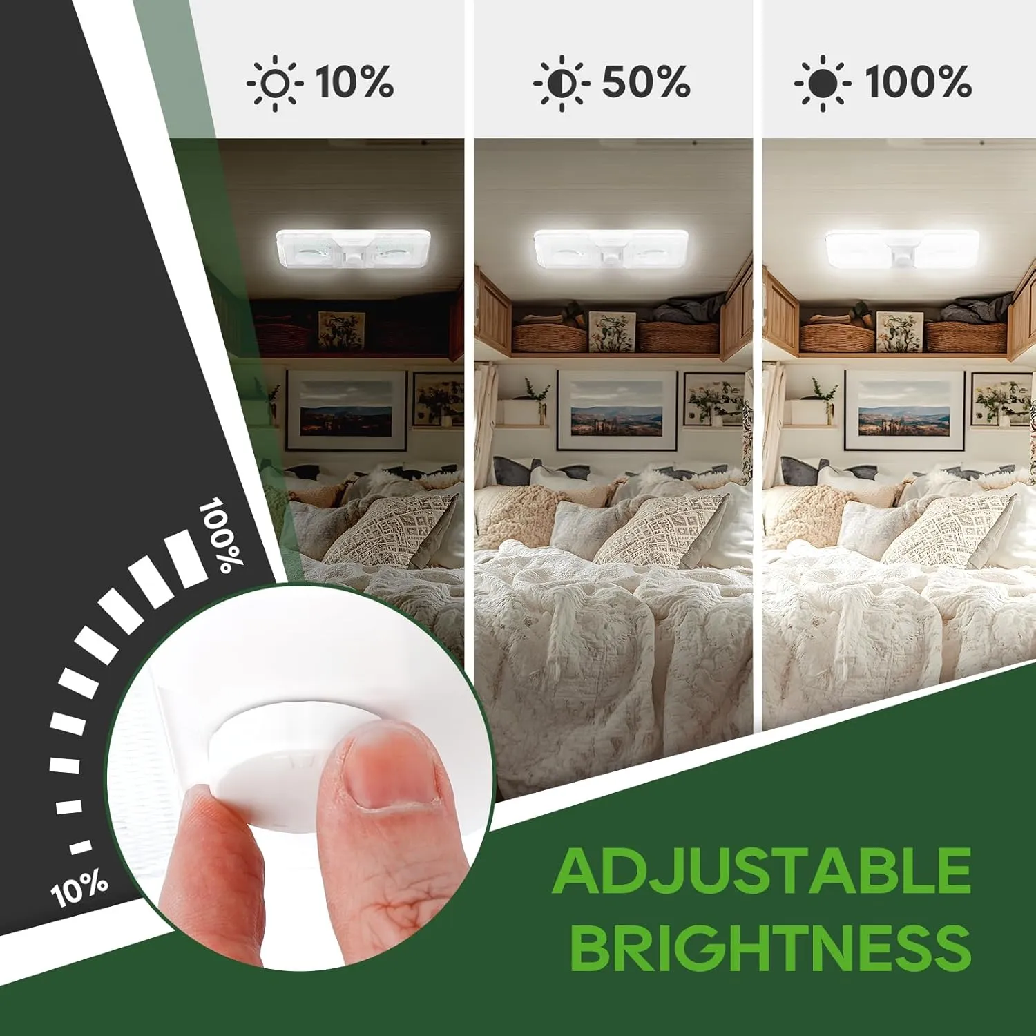 RVGUARD RV LED Ceiling Double Dome Light, 12V LED Lights, RV Interior Light with Adjustable Brightness & Memory Function, 6500K Cold White, for RV, Trailer, & Camper Van, 5 Pack