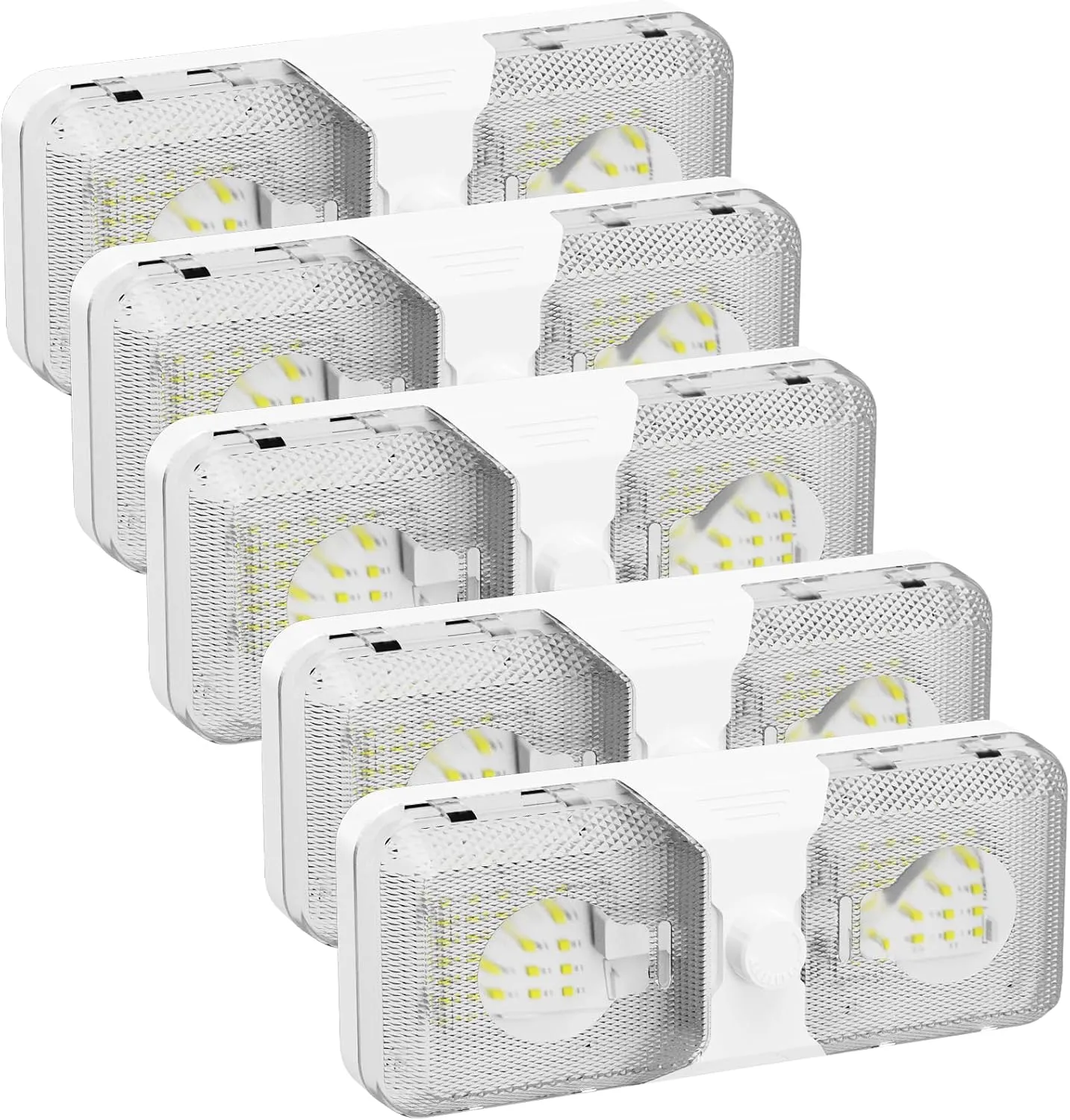 RVGUARD RV LED Ceiling Double Dome Light, 12V LED Lights, RV Interior Light with Adjustable Brightness & Memory Function, 6500K Cold White, for RV, Trailer, & Camper Van, 5 Pack