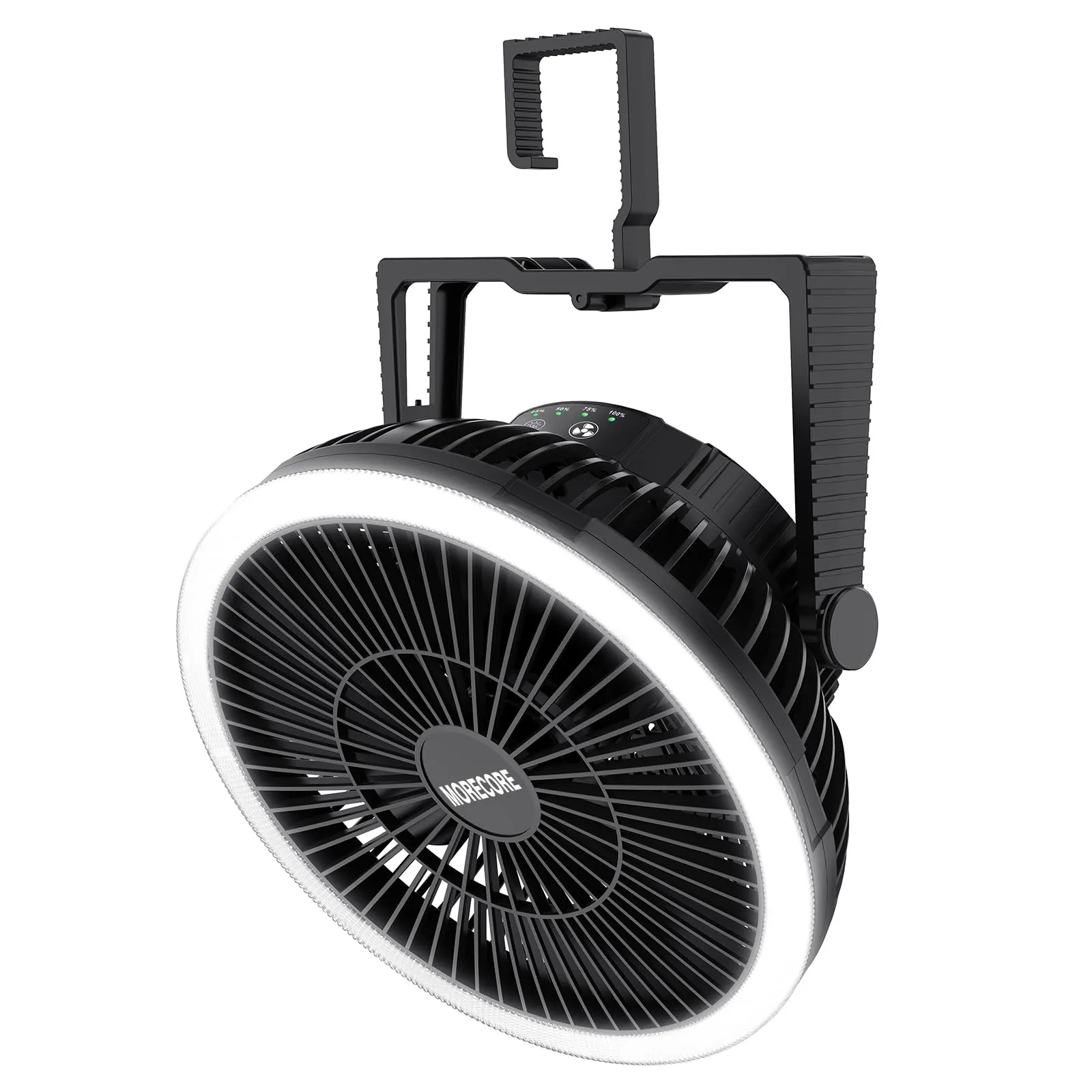 Rynx | Camping fan with LED lantern - 10000Mah 8 inch rechargeable battery-powered tent fan with light and hanging hook for outdoor camping, tent, RV travel, fishing, hurricane, emergency power outage