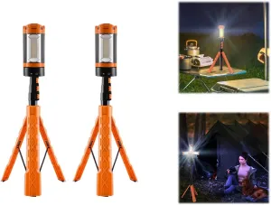 SakerPlus Upgraded Portable Camping Light with Stand,2025 Upgraded Camping Lights Rechargeable,Tent Lights for Camping, for Power Outages, Hiking, Fishing,2PCS