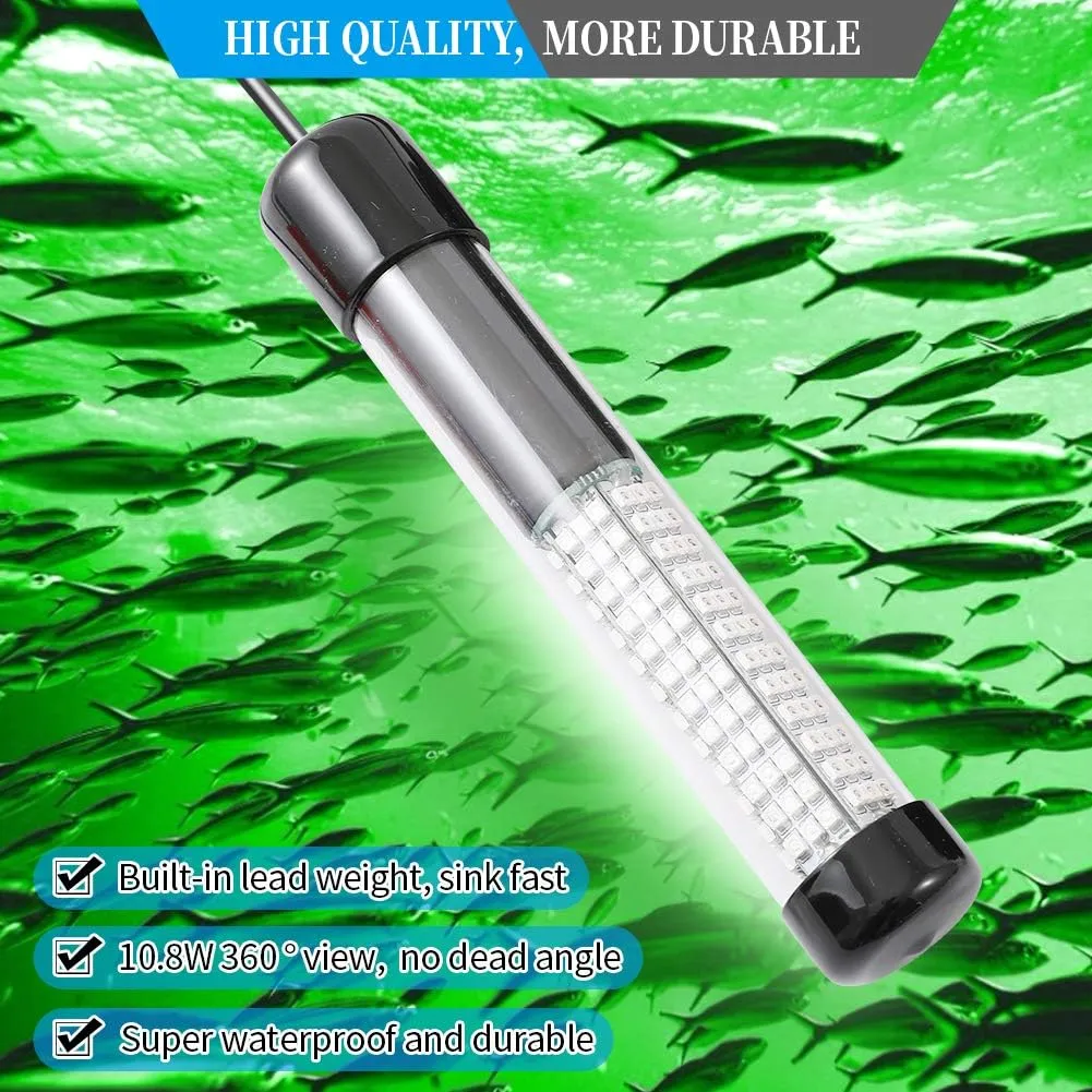 SAMDO IP68 12V LED Underwater Fishing Light 1080 Lumens Fish Attracting Light, Night Fishing Light 10.8W