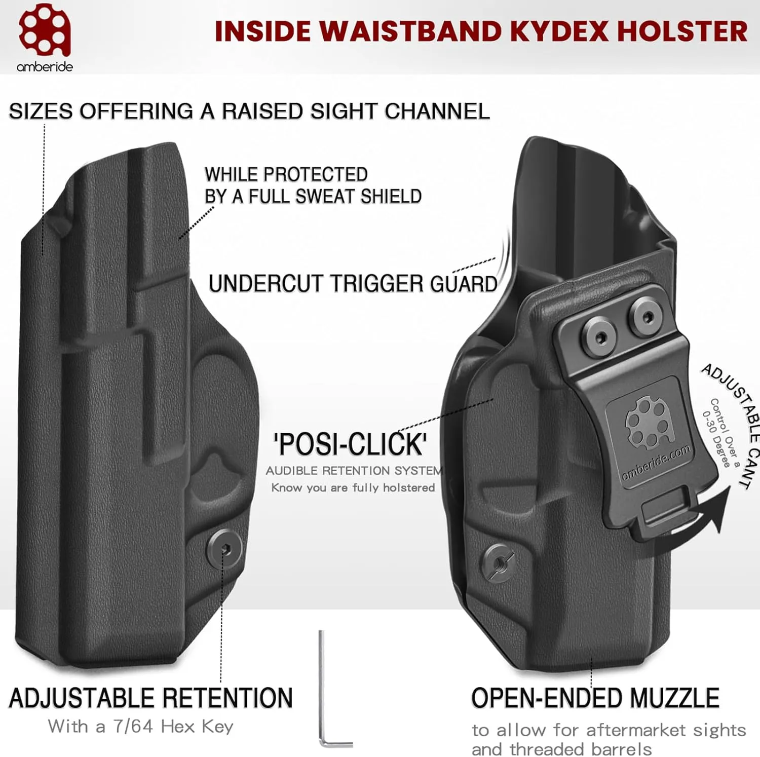 S&W M&P 2.0 Holster IWB Kydex Holster Fit: Smith & Wesson M&P M2.0 3.5/3.6 inch 9mm/.40 Compact/Subcompact Pistol – Inside Waistband Concealed Carry – Adj. Cant & 'Posi-Click' Retention - No Jitter