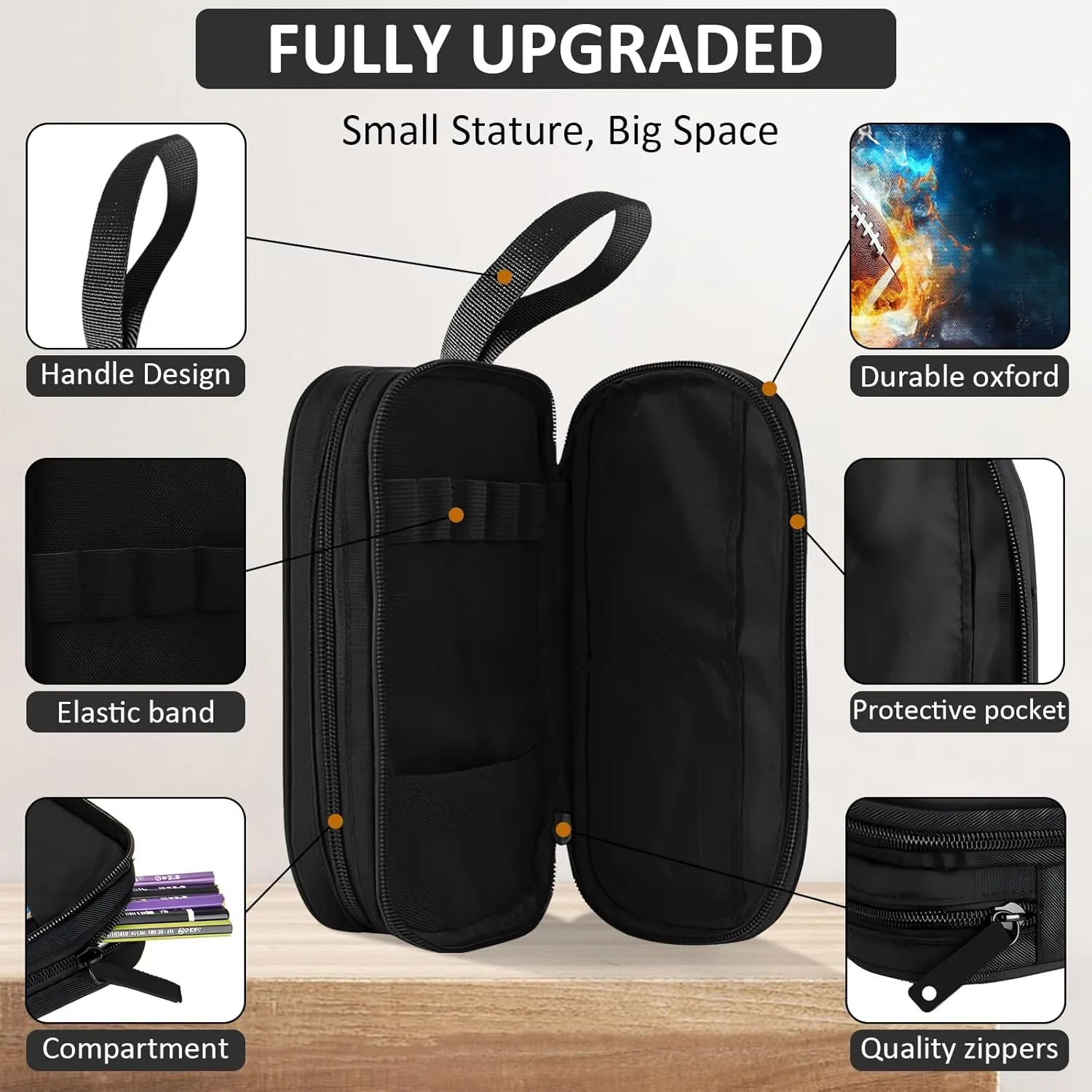 School Backpack for Boys - 4pcs Ameriacn Football Boys Backpack with Lunch Box and Pencil Case for Kids Children Teens Elementary Middle School - Students Bag for Ages 6-18,17″Bookbag Travel Back Pack