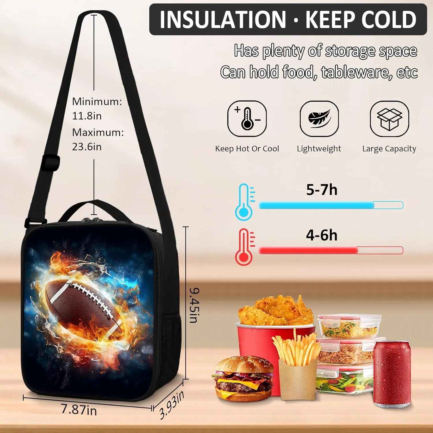 School Backpack for Boys - 4pcs Ameriacn Football Boys Backpack with Lunch Box and Pencil Case for Kids Children Teens Elementary Middle School - Students Bag for Ages 6-18,17″Bookbag Travel Back Pack