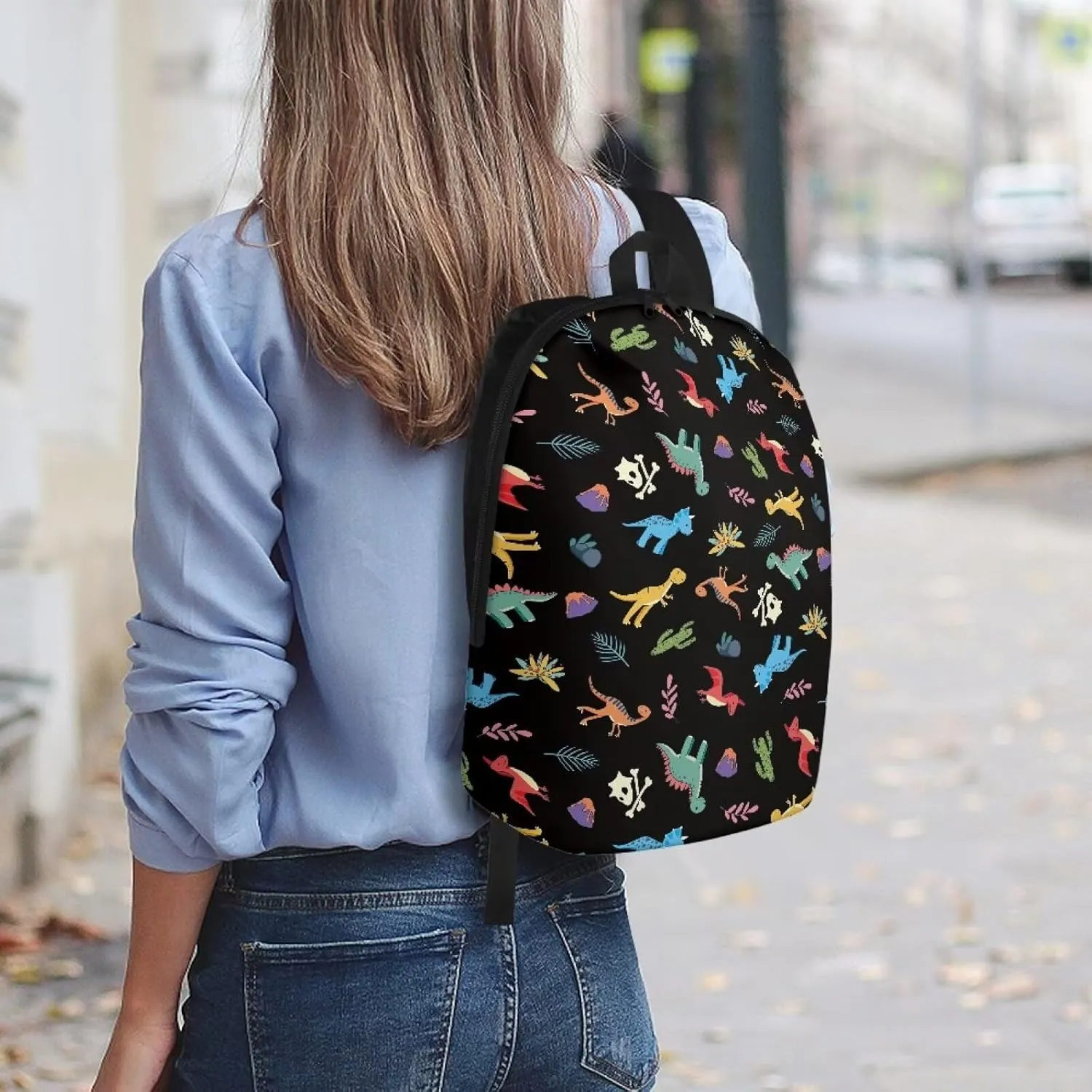 School Backpack for Teens-Classic Shoulder Bag Jurassic Water Resistant Durable and Lightweight with Adjustable Buckle and Zipper Can Put 12 Inch Tablet PC for Commuting School