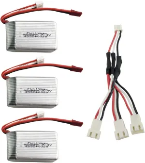 sea jump 3PCS 7.4V 850mah Lithium Battery with 1to3Charging Conversion Line for UDI U829 Quadcopter Battery Remote Control Helicopter Forced Landing
