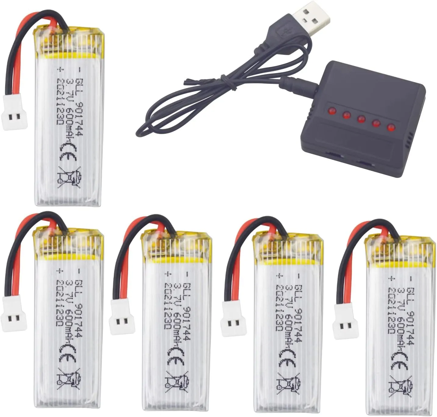 sea jump Accessories 5PCS 3.7V 600mah Lithium Battery with 5in1 Charger for SYMA X600W X700 X700W Aerial Photography Quadcopter Accessories Remote Control Drone Lithium Battery