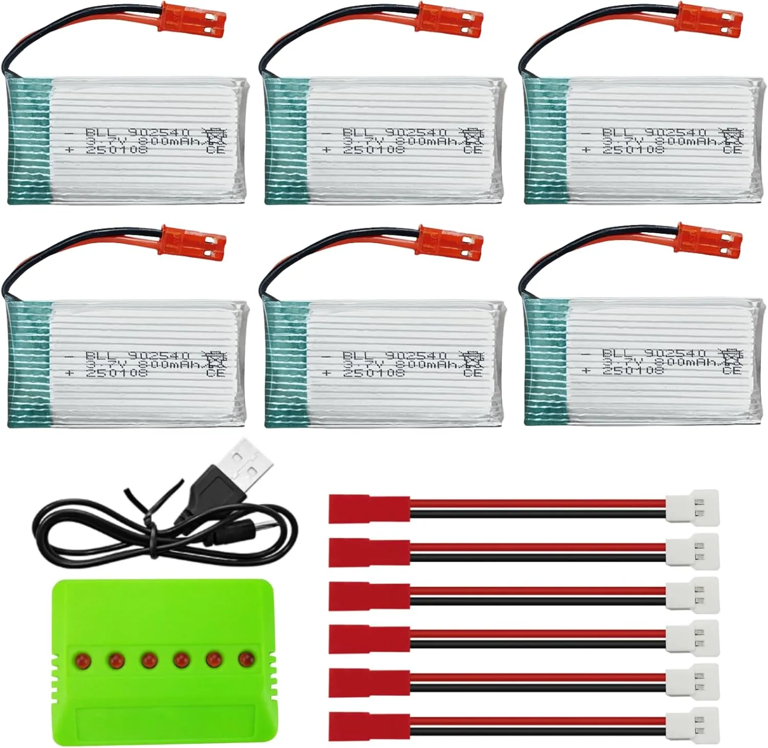 sea jump Model Helicopter Battery 6PCS 3.7V 800mah and 6-in-1 Charger for MJX X400 X800 X300C X500 Four-axis Aircraft Battery