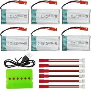 sea jump Model Helicopter Battery 6PCS 3.7V 800mah and 6-in-1 Charger for MJX X400 X800 X300C X500 Four-axis Aircraft Battery