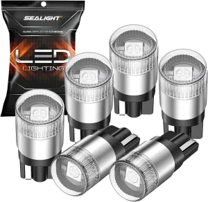 SEALIGHT 194 LED Bulb Blue, 168 2825 T10 W5W Bright LED Chips, Dashboard Light, Dome Light, Map Light, Door Light, Courtesy Light, License Plate Light, Pack of 6